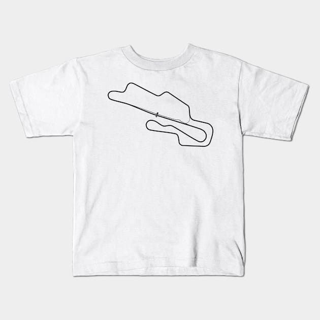 Art Black Mugello F1 Track Italy Kids T-Shirt by Auto-Prints